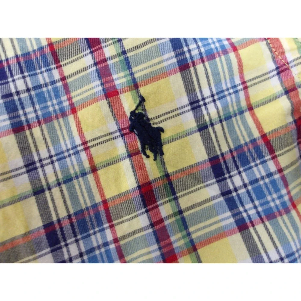 Ralph Lauren Kids Plaid‎ Button Down Long Sleeve Shirt Yellow Blue Sz 8 / #1042